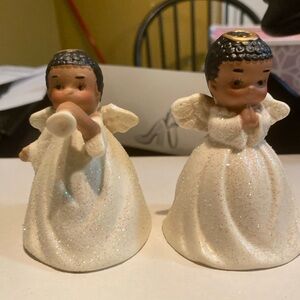 Vintage Charming Glitter Angel Figurines
